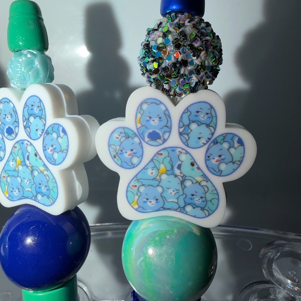 Cute Paw Print Beaded Keychain